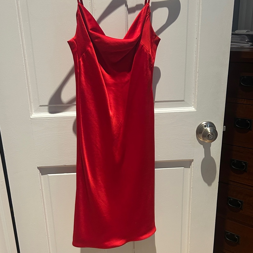 EXPRESS Red Slip Dress Cowl Neck